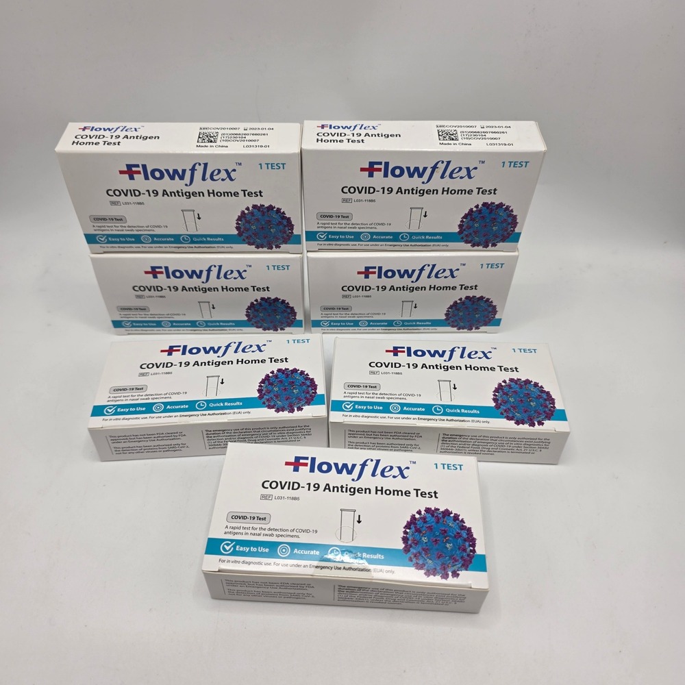 Flowflex‎ COVID-19 Antigen Home Test Lot of 7 White Rapid Result